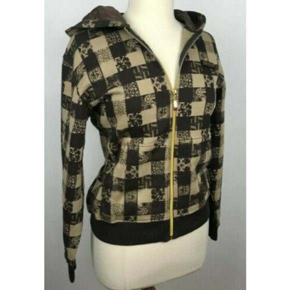 South Pole Jackets & Blazers - Vtg Southpole Checkered Hooded Jacket Gold Zippers